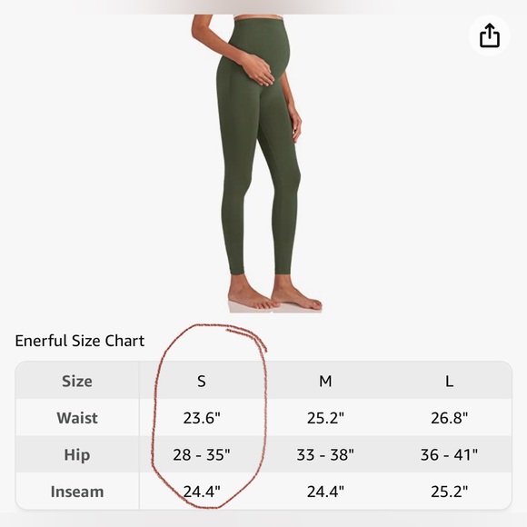 Enerful Women's Maternity Active Leggings Over the Belly Seamless & Soft - Picture 6 of 8